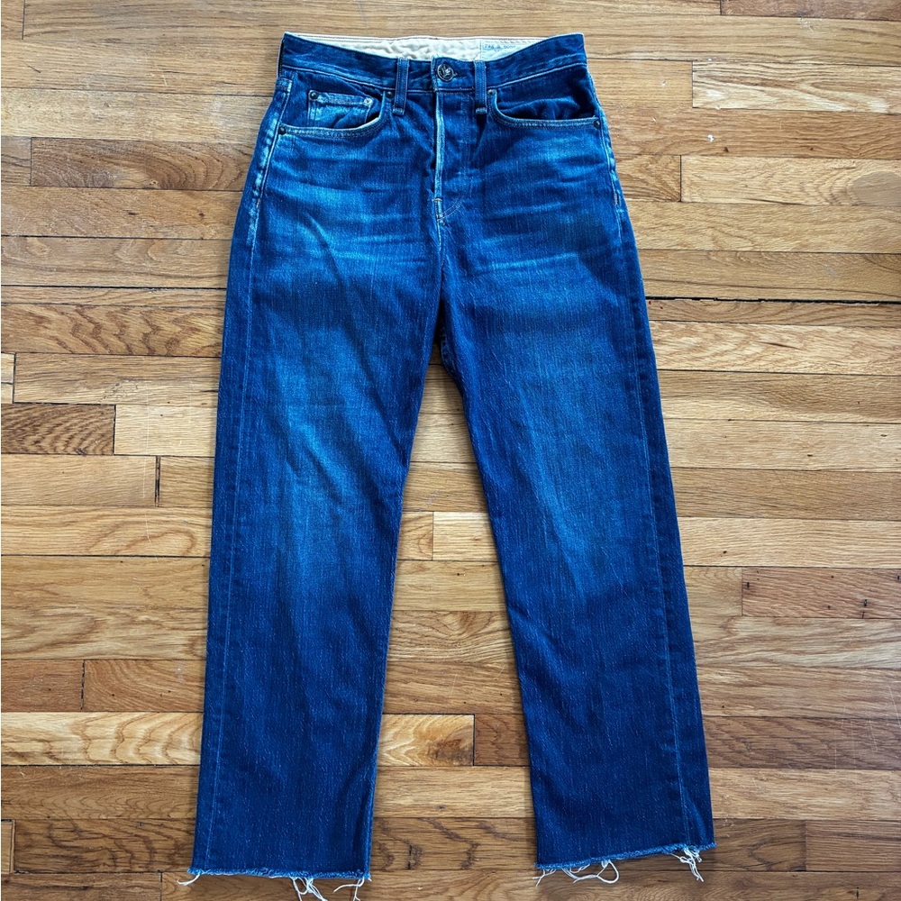 Rag & Bone Maya Jeans 25 High Rise Straight Ankle Raw Hem Magnus Cotton